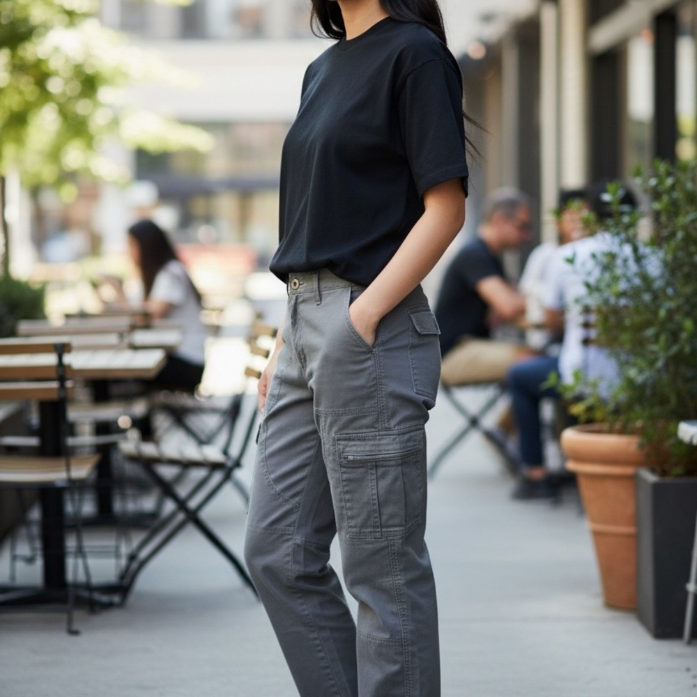 UNIONBAY Gray Cargo-Utility Pants Size 17 Juniors Relaxed Fit - Picture 2 of 9